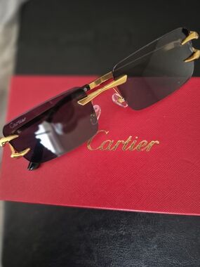 Cartier Rimless Sunglasses in Black and Gold